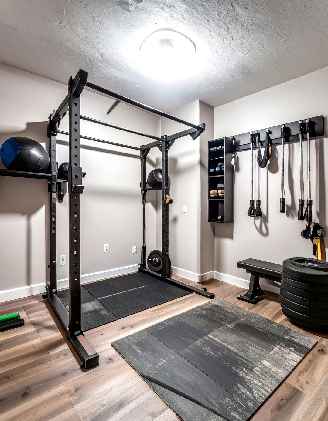 The Compact Corner Basement Gym - 30 basement home gym ideas