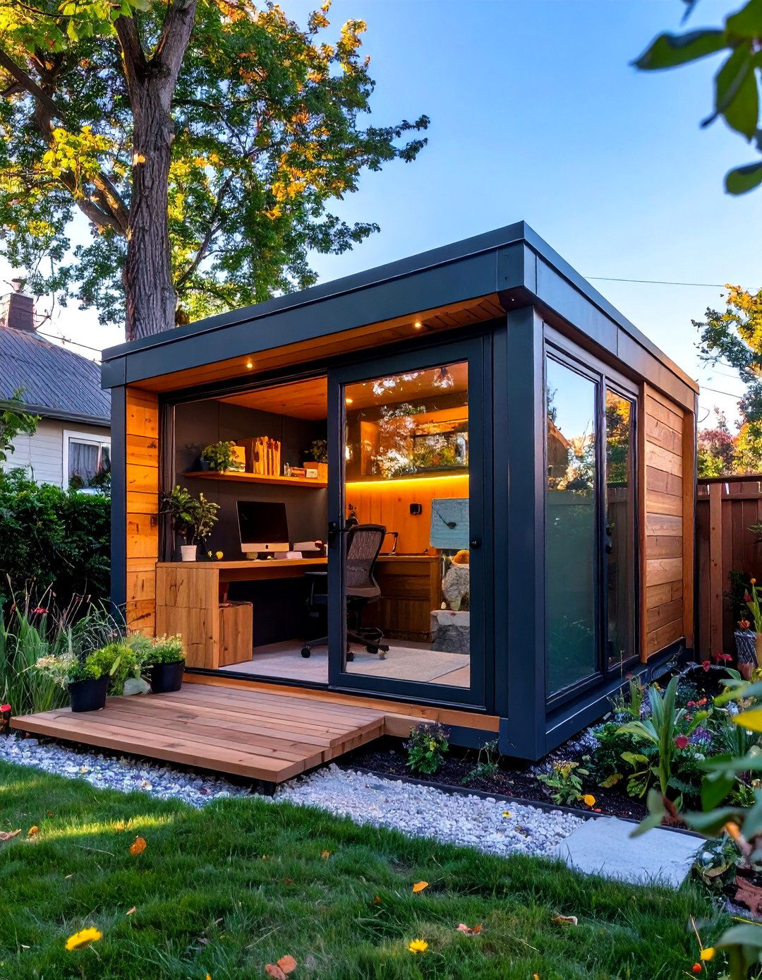 The Compact Corner Shed Office - 30 shed office ideas