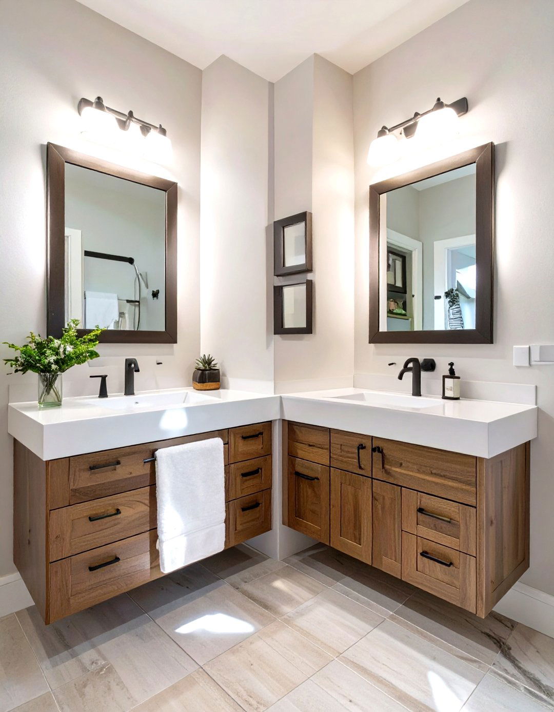 The Compact Corner Vanity Bathroom - 30 jack and jill bathroom ideas