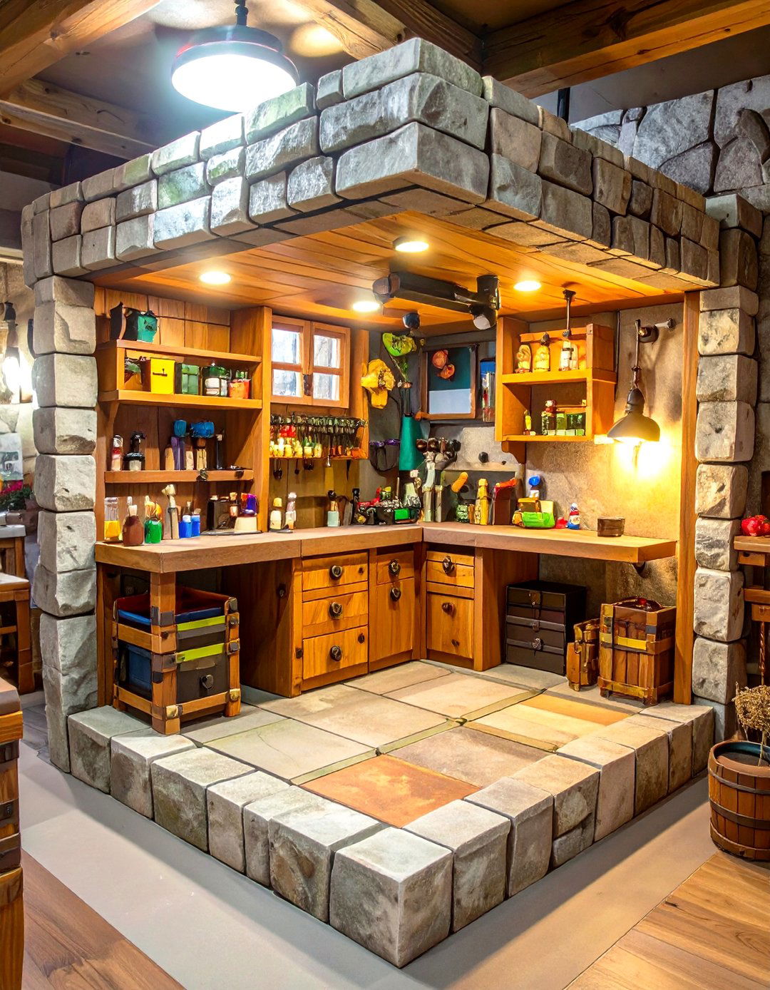 The Compact Crafting Cube - 30 minecraft basement ideas