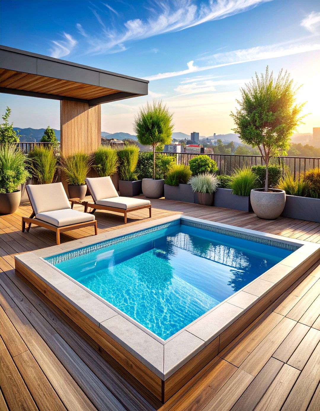 The Compact Urban Rooftop Pool - 30 affordable backyard pool ideas on a budget