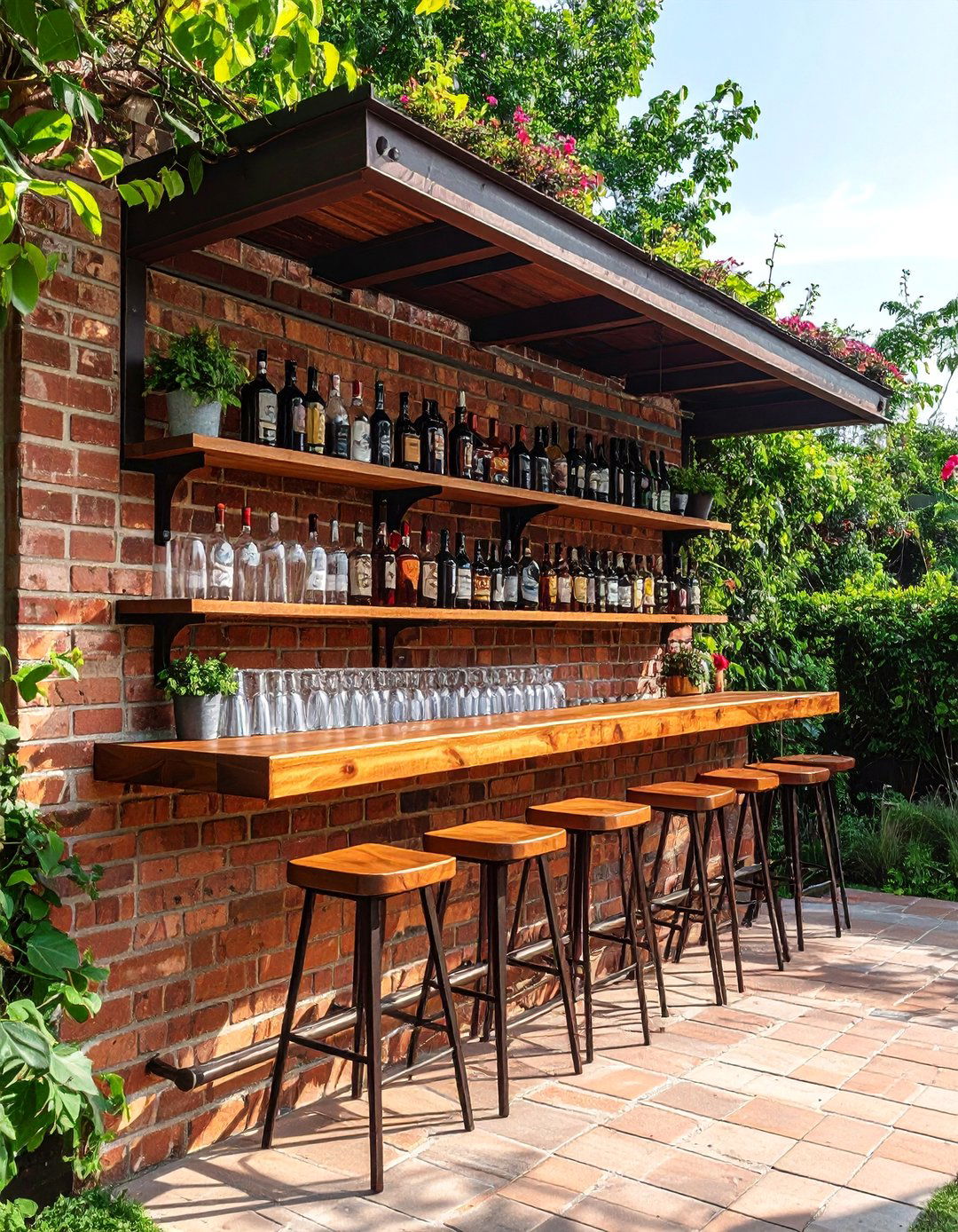 The Compact Wall Mounted Bar Shelf - 30 backyard bar ideas