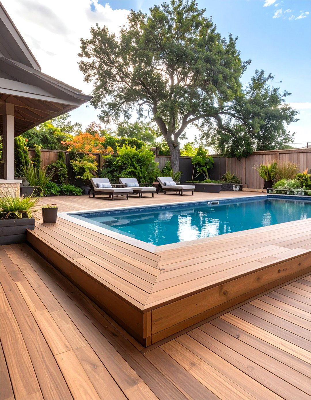 The Composite Decking Oasis Pool Landscape - 30 low maintenance pool landscape design ideas