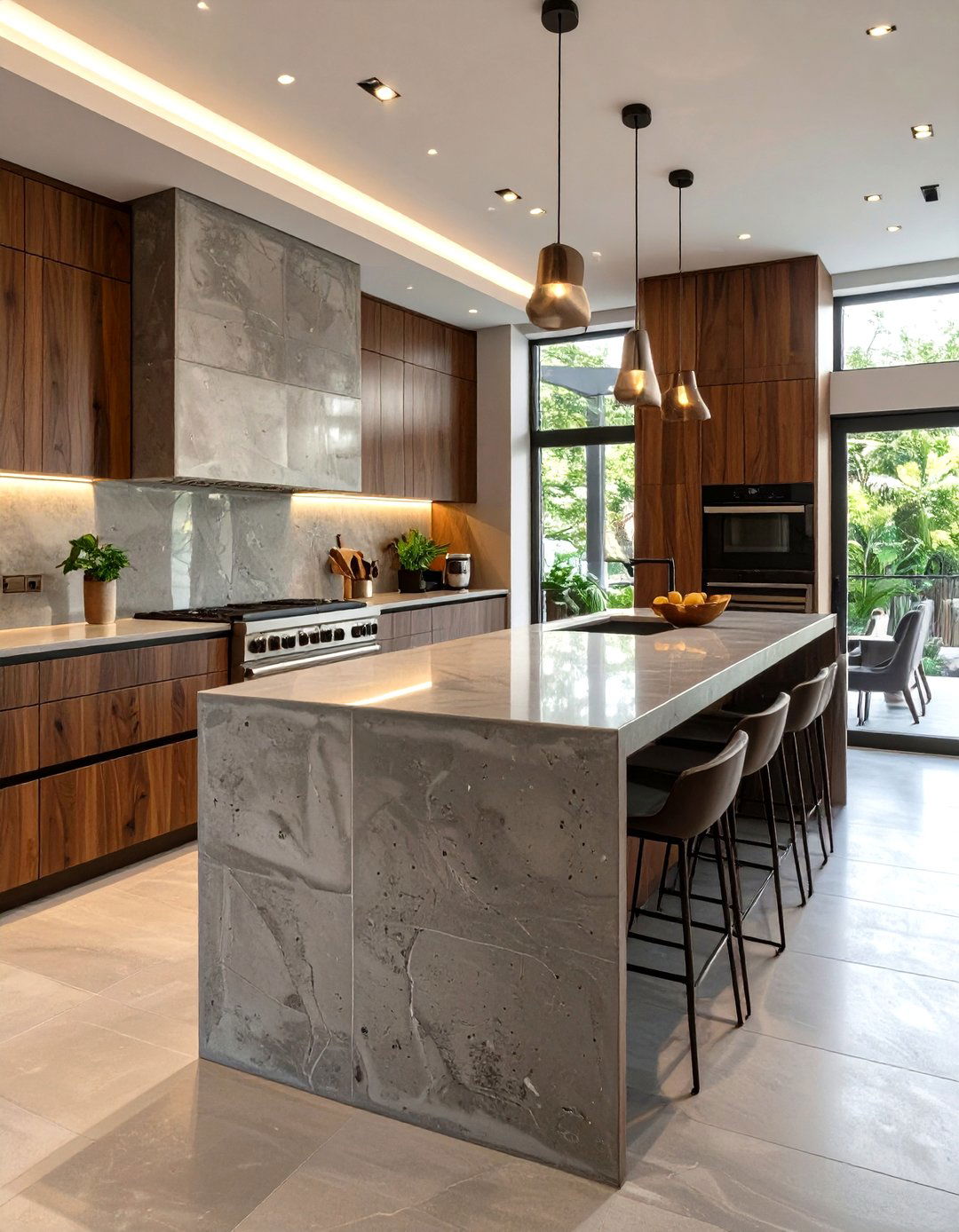 The Concrete Accents Kitchen - 30 modern kitchen designs photo gallery