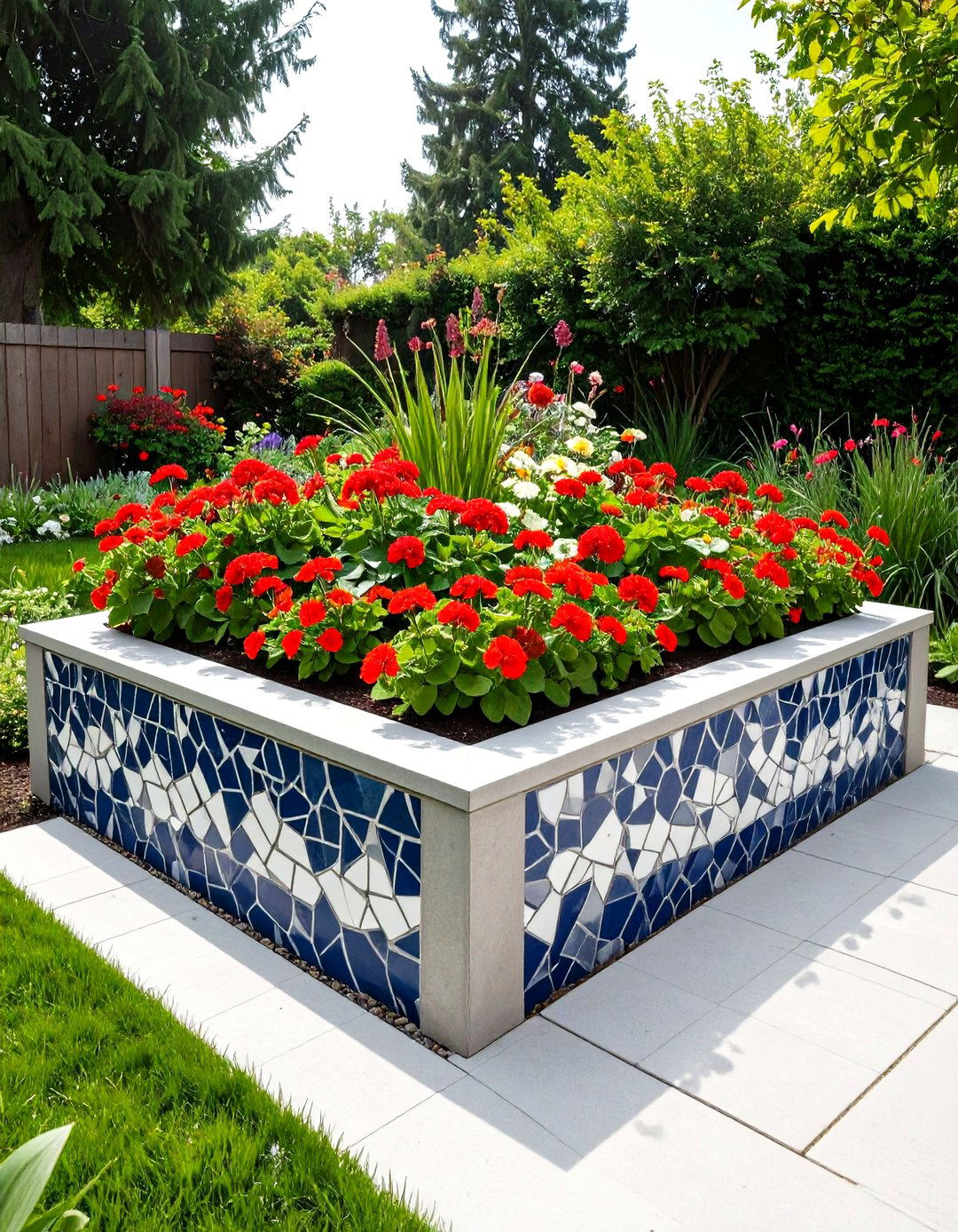 The Concrete Block Mosaic Raised Garden Bed - 30 diy raised garden bed ideas