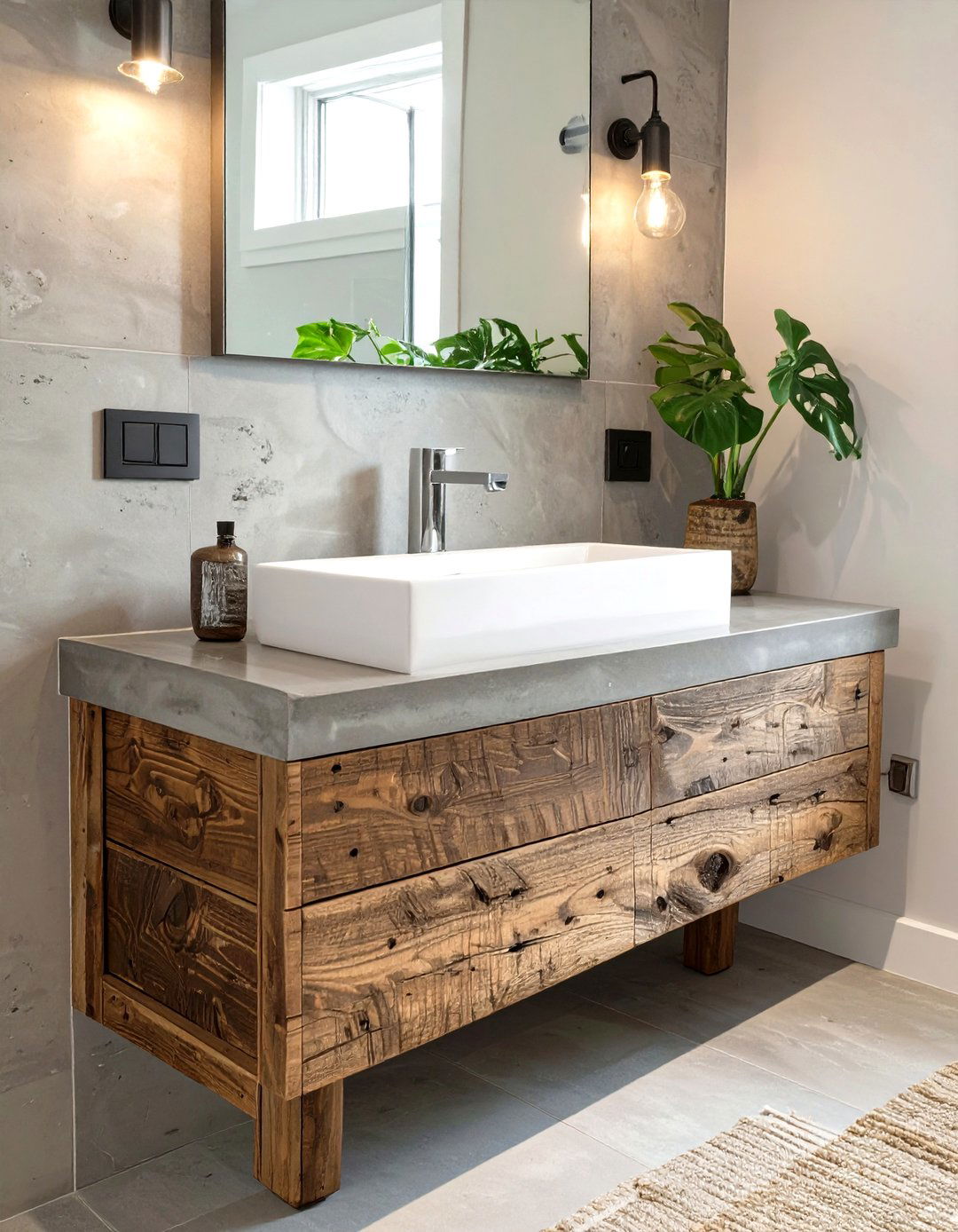 The Concrete Countertop Bathroom - 30 modern rustic bathroom ideas