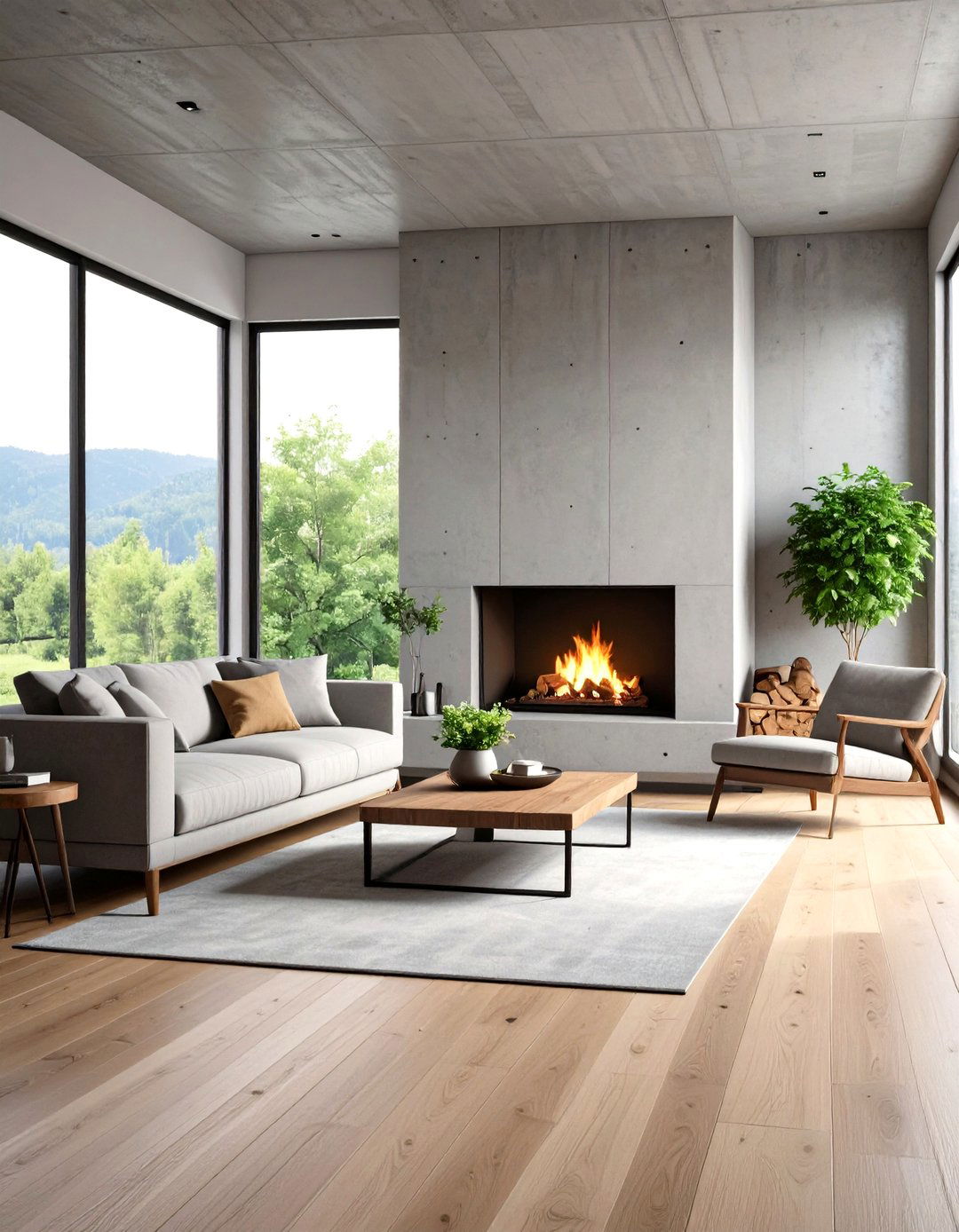 The Concrete Modern Living Room Fireplace - 30 living room with fireplace decor ideas
