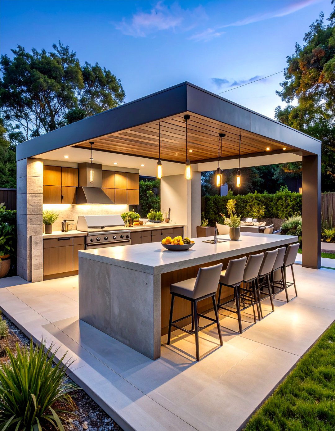 The Concrete Outdoor Kitchen Counter - 30 backyard concrete ideas