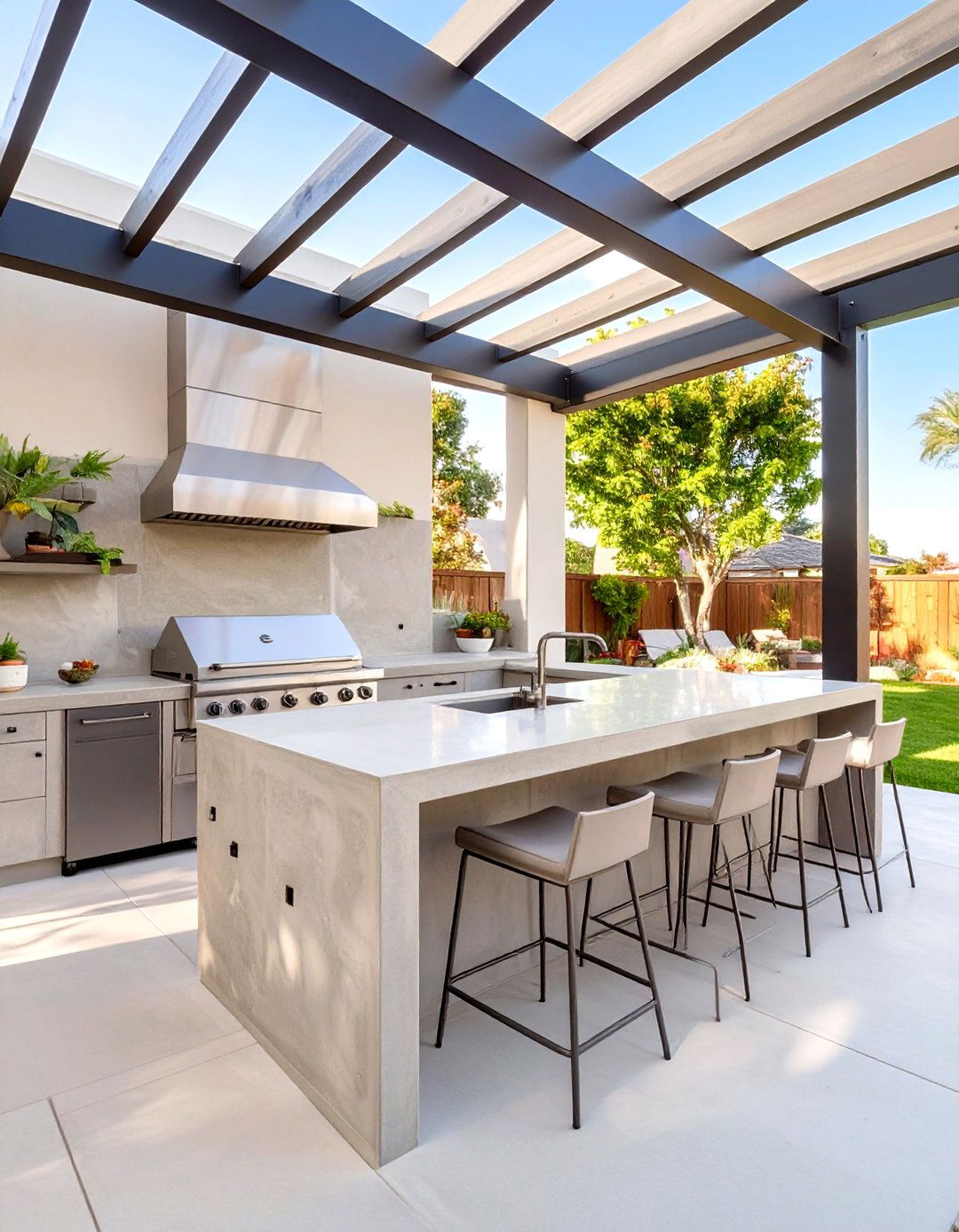 The Concrete Patio with a Built In Kitchen - 30 concrete patio extension ideas