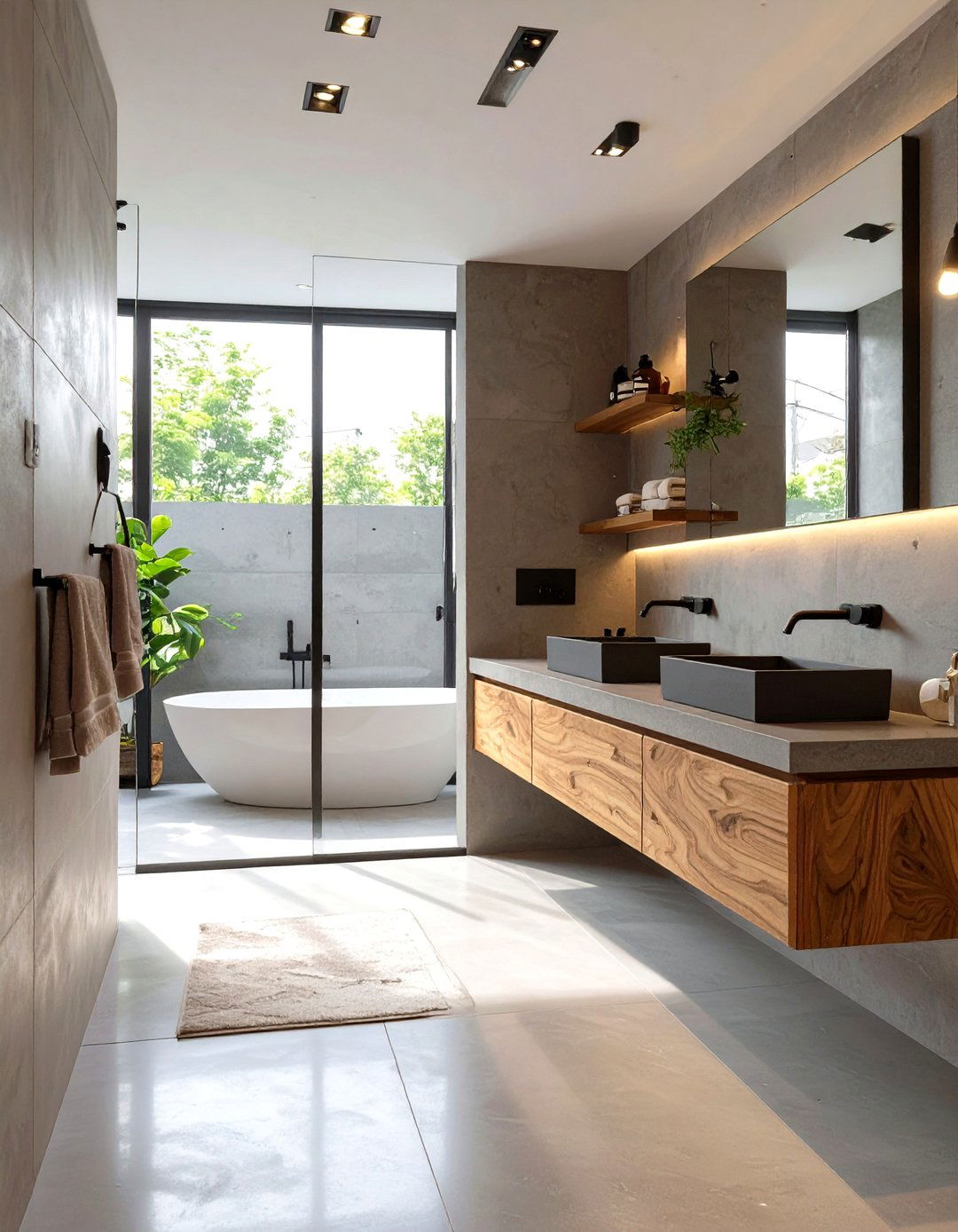 The Concrete and Wood Bathroom - 30 master bathroom ideas photo gallery