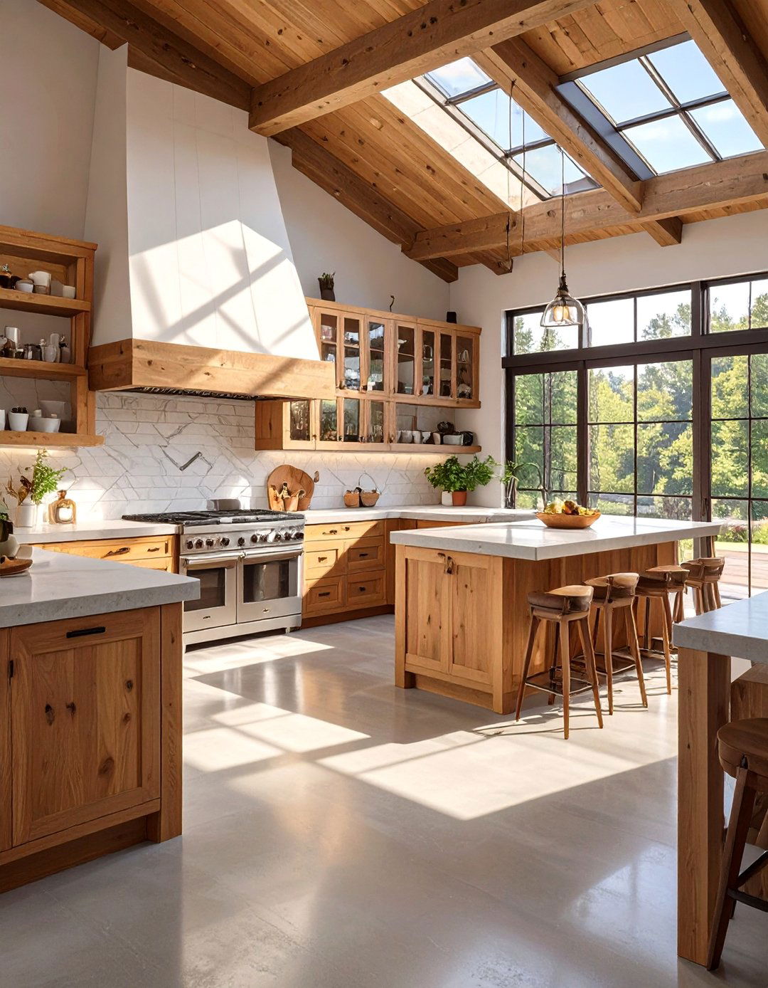 The Concrete and Wood Kitchen - 30 barndominium kitchen ideas
