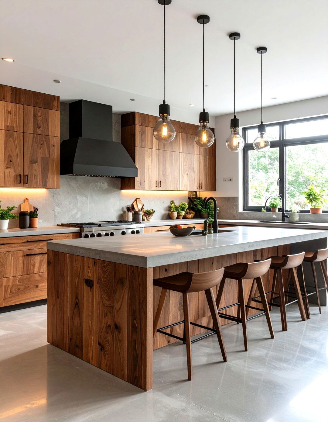 The Concrete and Wood Kitchen - 30 3d kitchen design ideas