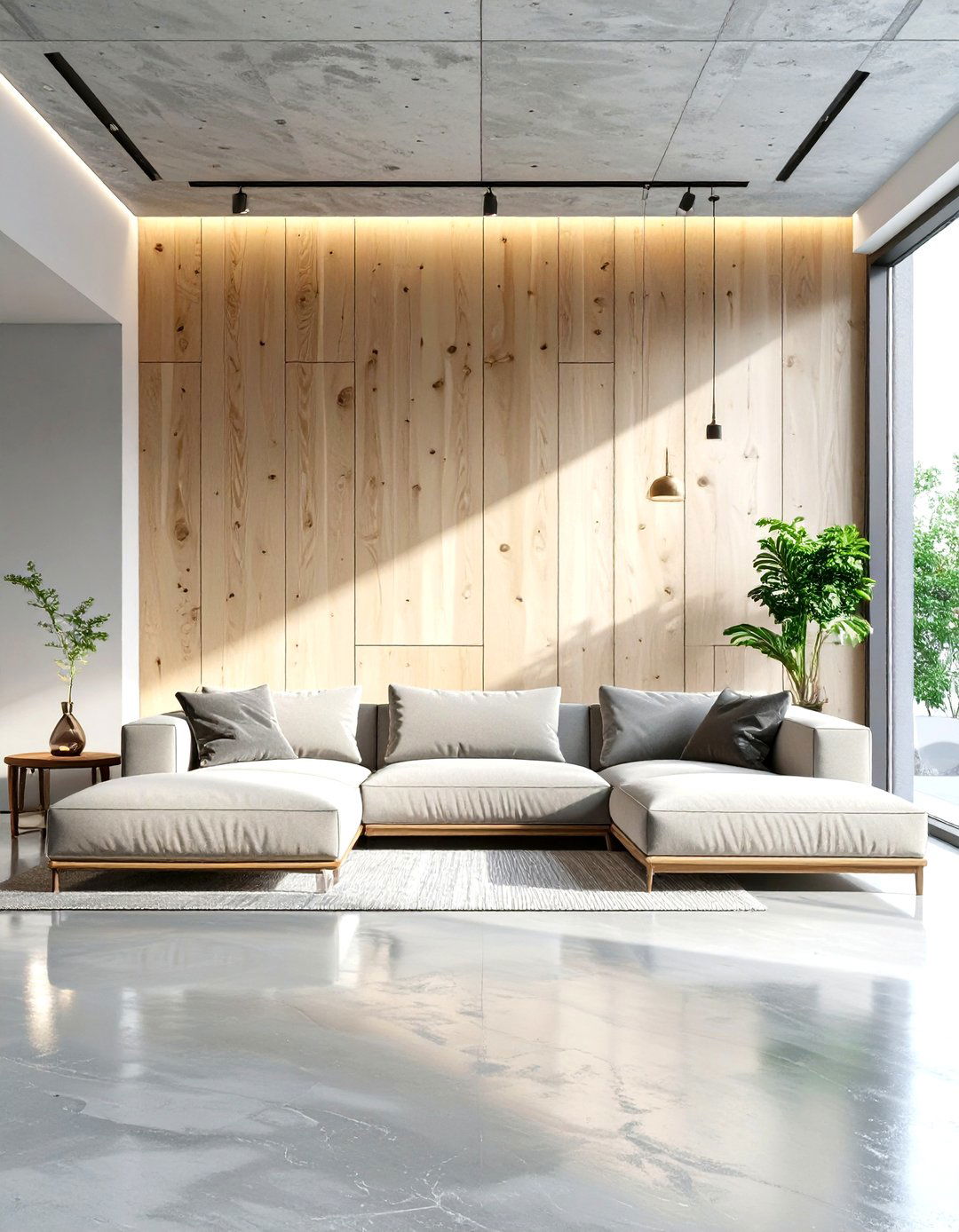 The Concrete and Wood Minimalist Living Room - 30 minimalist living room ideas