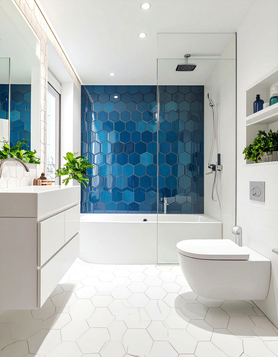 The Contemporary Bathroom with Hexagon Tiles - 30 bathroom tile inspiration