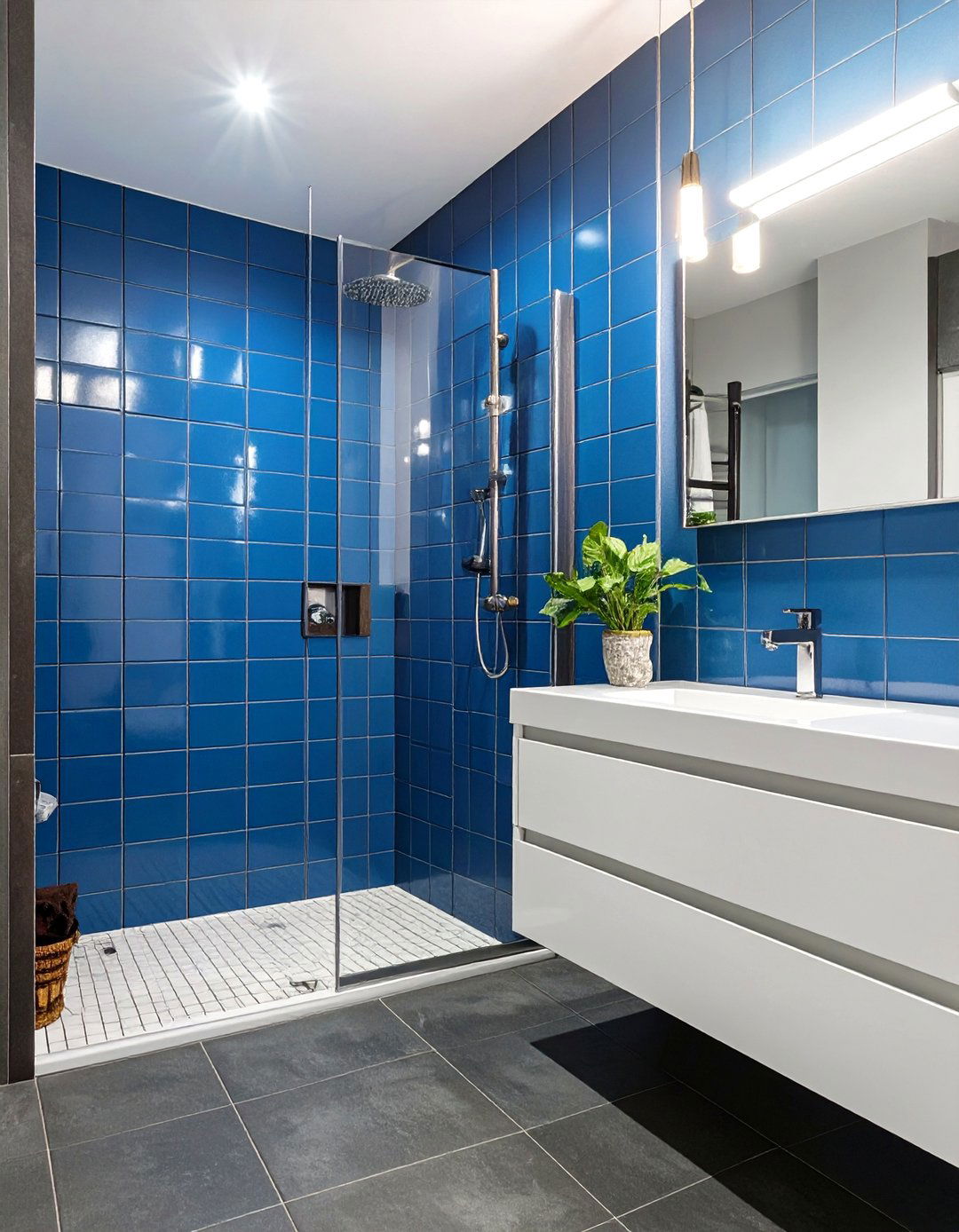 The Contemporary Color Block Bathroom - 30 bathroom decoration ideas