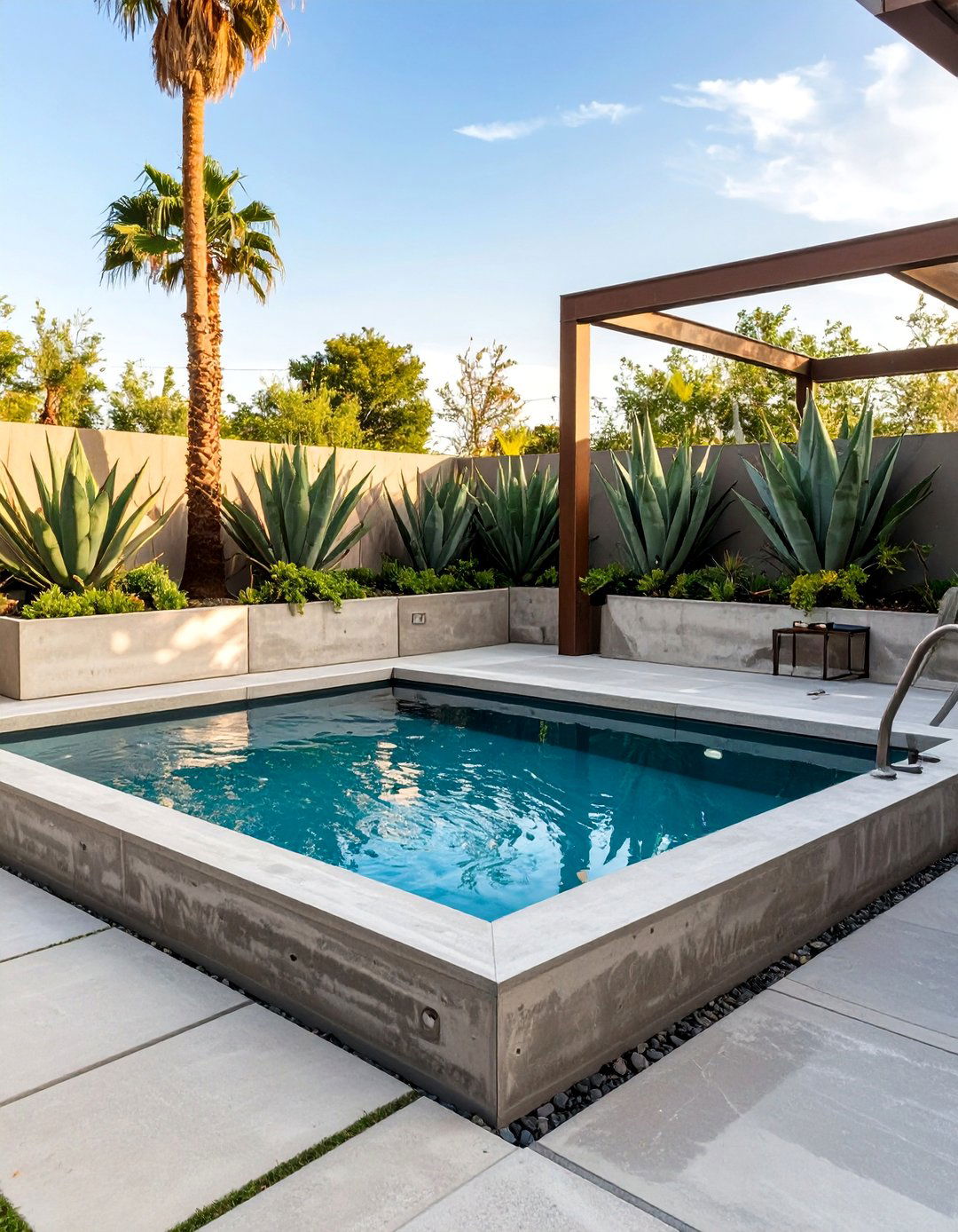 The Contemporary Concrete Swim Spa Terrace - 30 above ground swim spa landscaping ideas