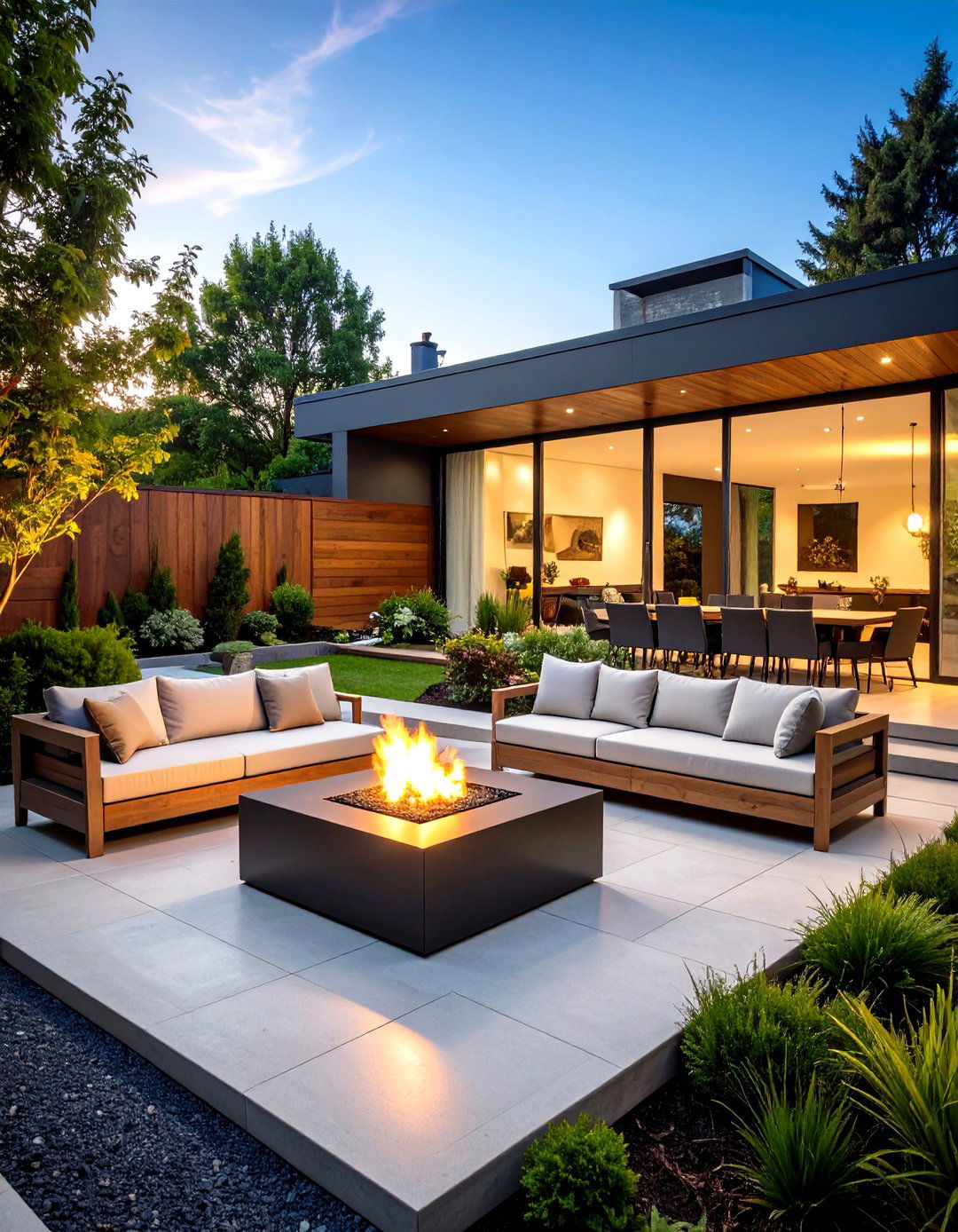 The Contemporary Courtyard with a Fire Feature - 30 front yard and backyard landscaping ideas