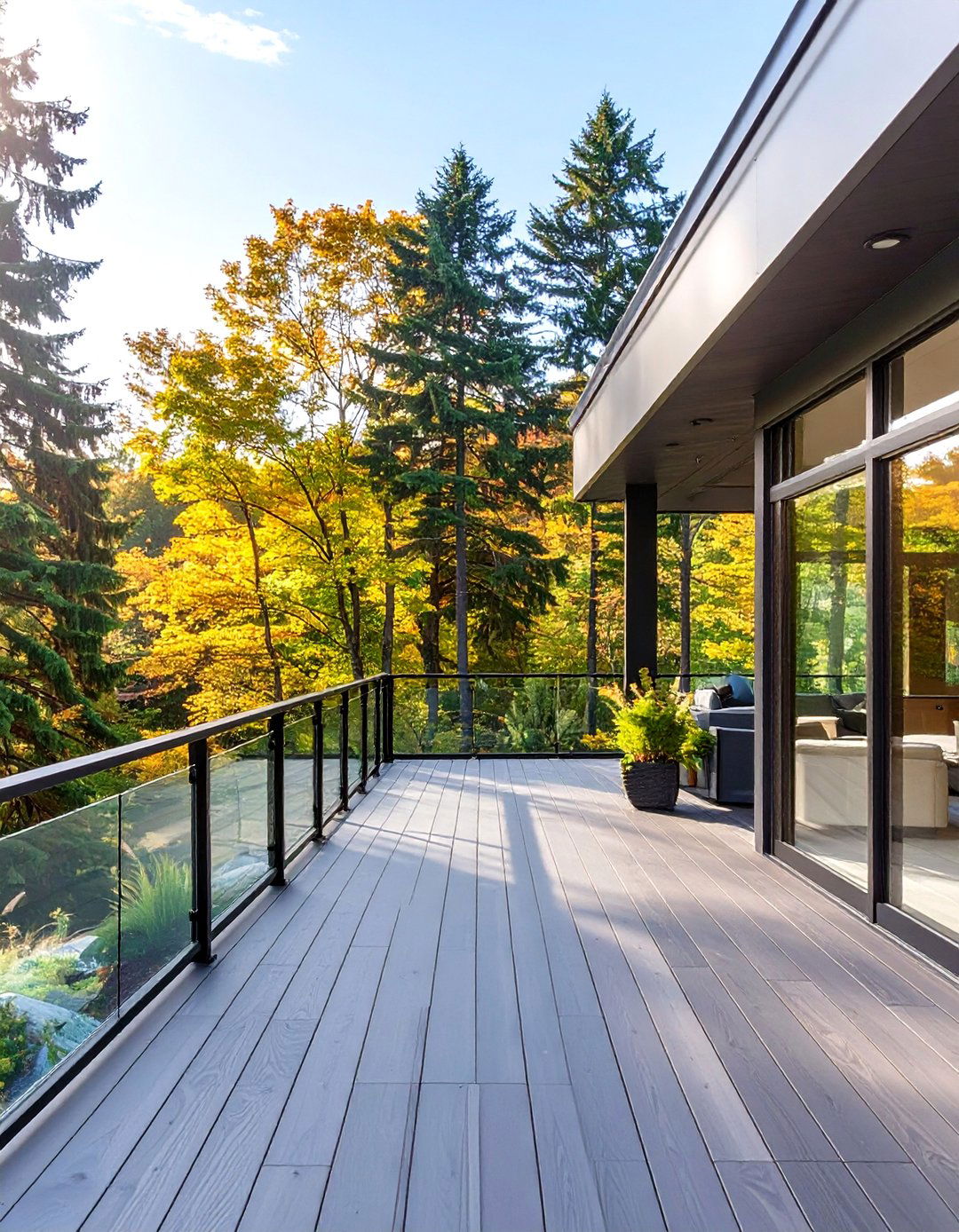 The Contemporary Deck with Glass Railings - 30 composite deck ideas