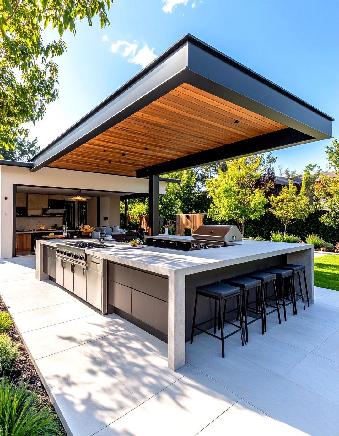 The Contemporary Outdoor Kitchen - 30 landscaping backyard ideas