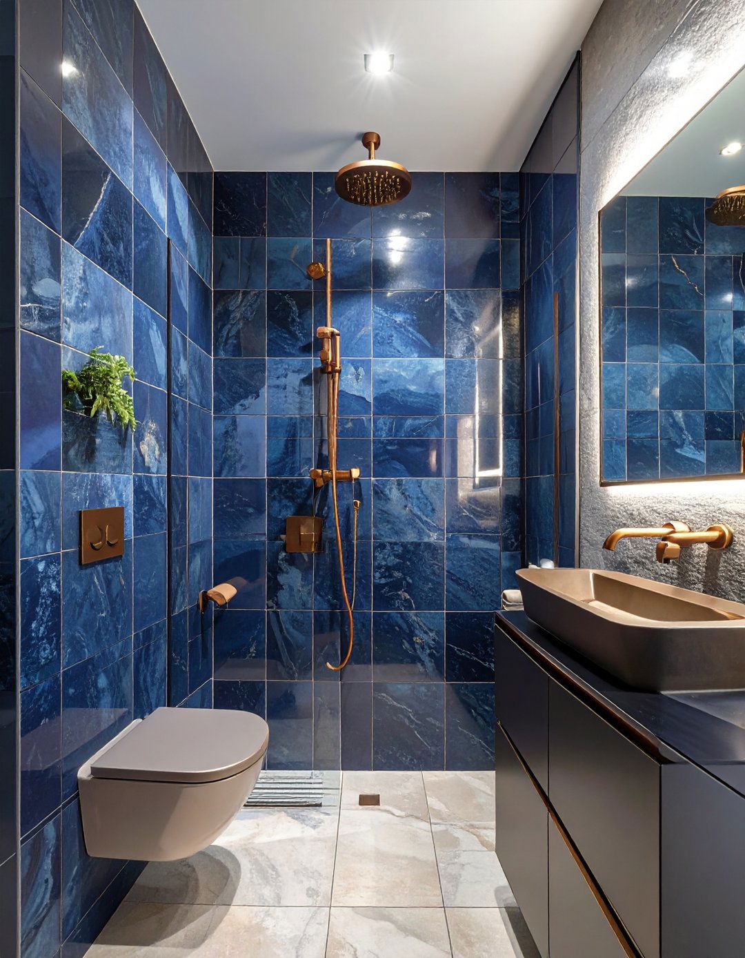 The Continuous Floor and Wall Tile - 30 modern small bathroom walk in shower ideas