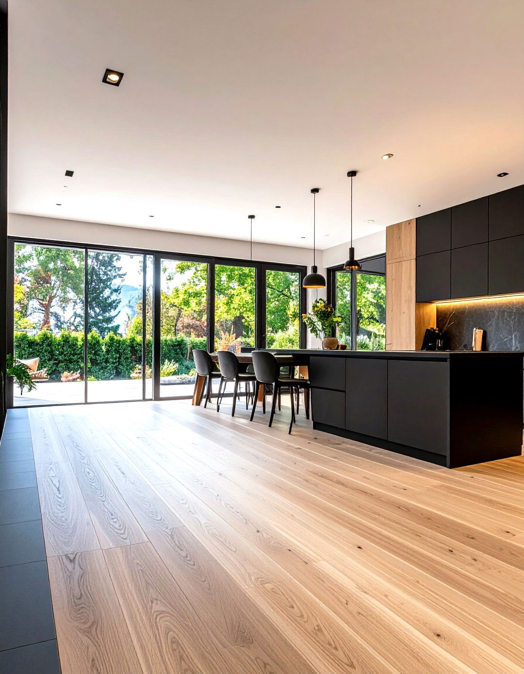 The Contrasting Color Block - 30 kitchen tile to wood floor transition ideas