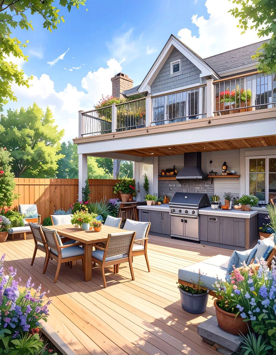 The Cooks Paradise with Outdoor Kitchen - 30 multi level deck ideas