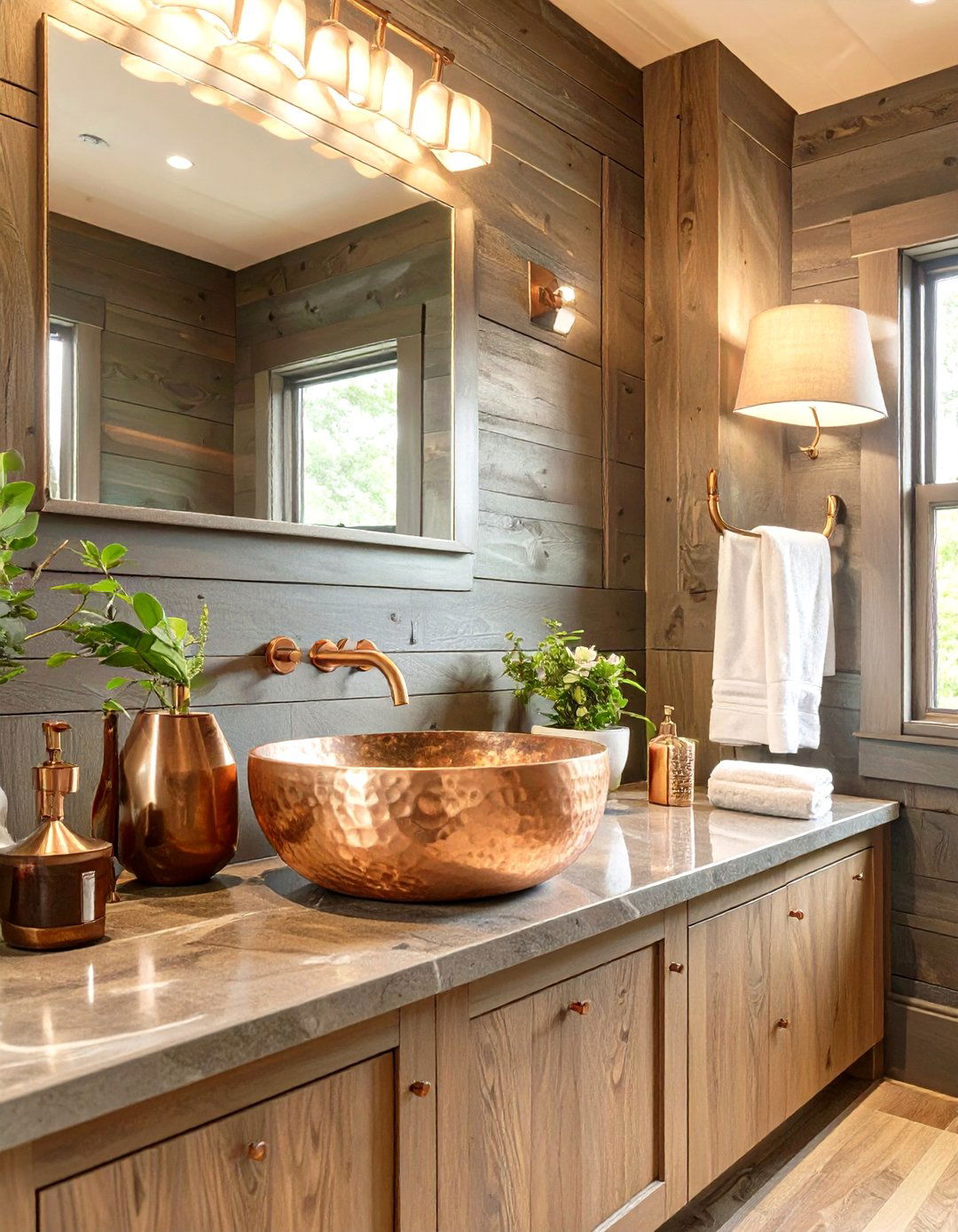 The Copper Fixtures Bathroom - 30 cabin bathroom ideas