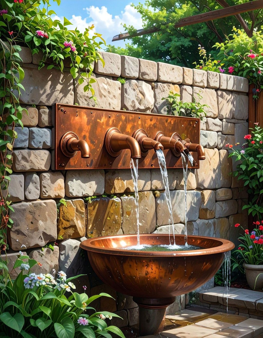 The Copper Scupper Wall Fountain - 30 ai waterfall garden ideas