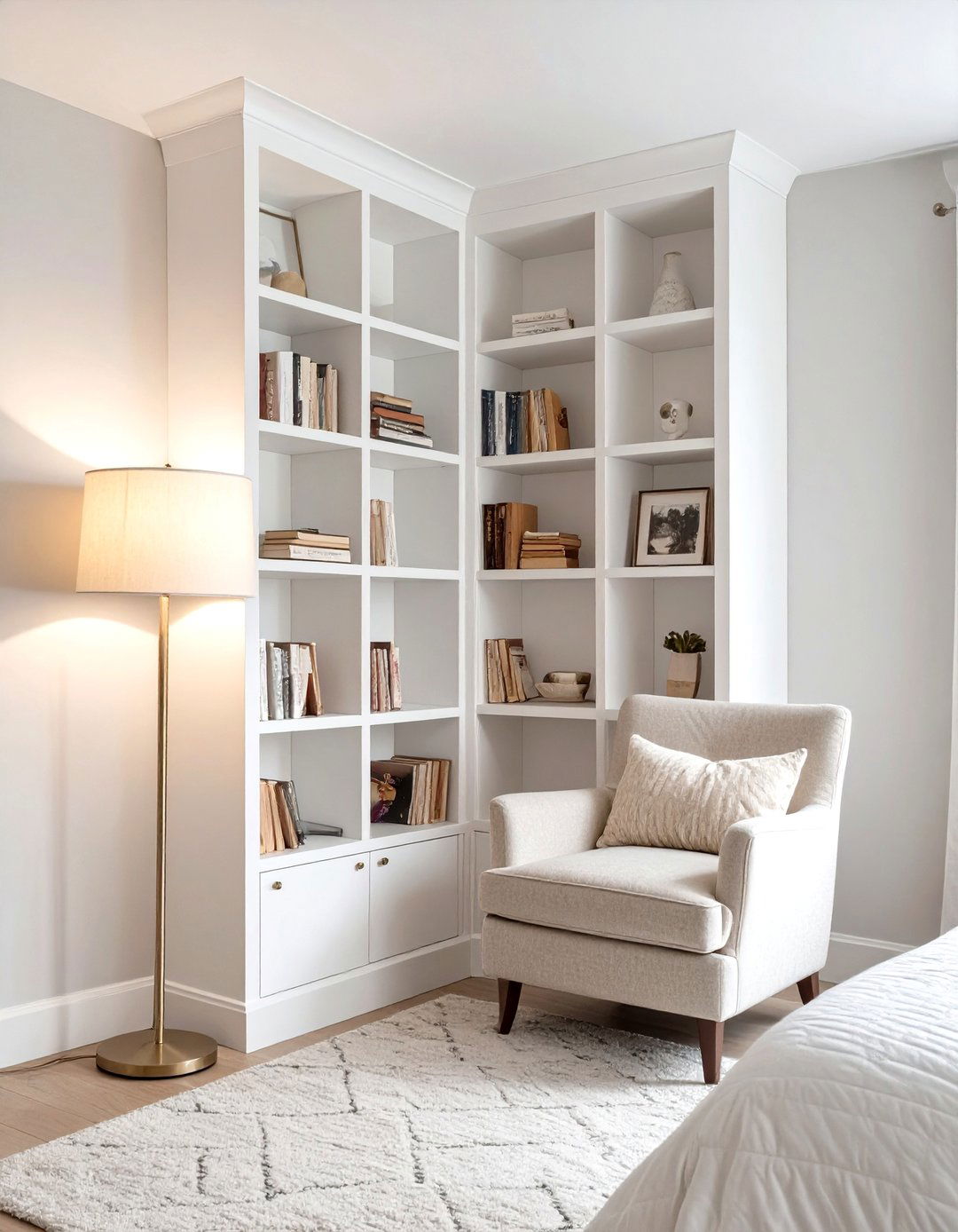 The Corner Bedroom Bookshelf Nook - 30 bedroom bookshelf ideas