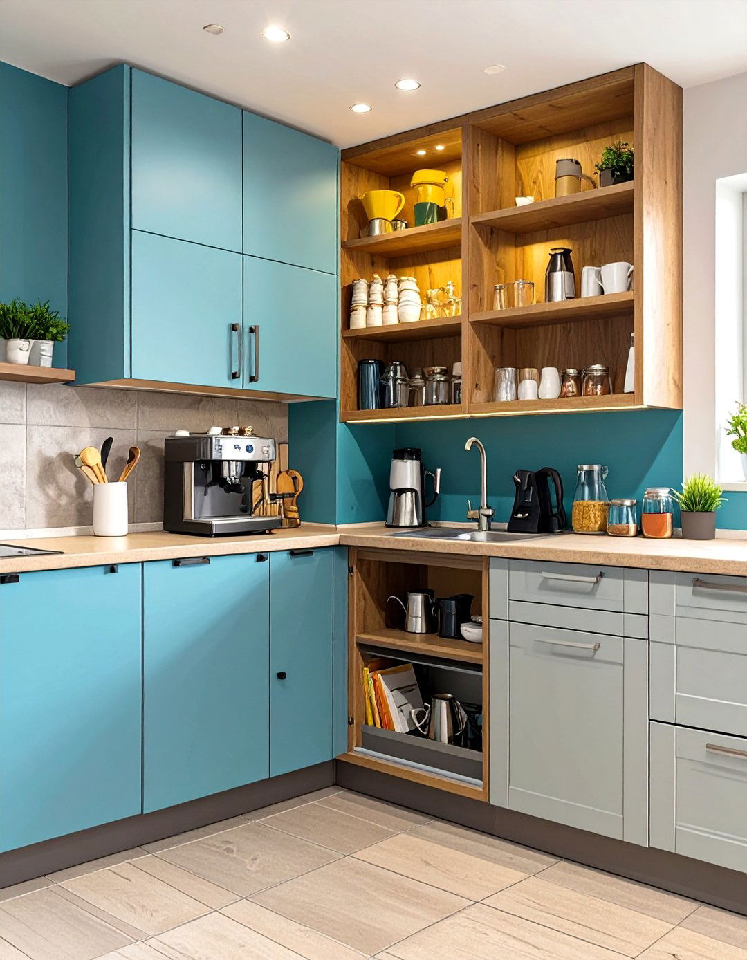 The Corner Cabinet Coffee Garage - 30 coffee bar ideas for kitchen