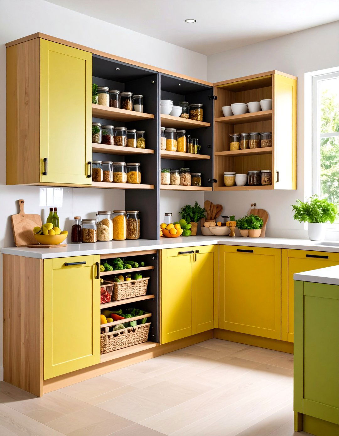 The Corner Cabinet Pantry System - 30 kitchen pantry organization ideas