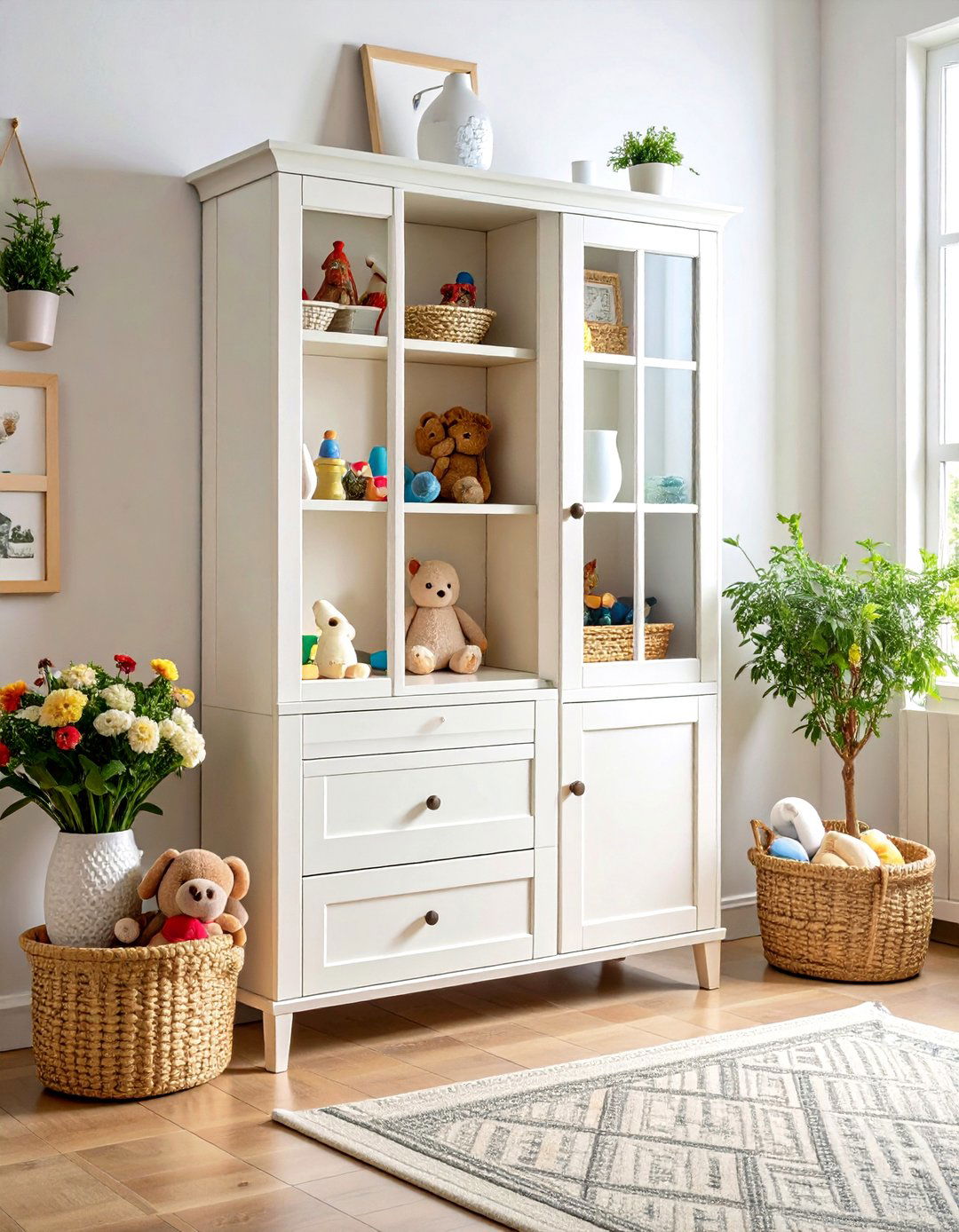 The Corner Cabinet Solution - 30 living room toy storage ideas