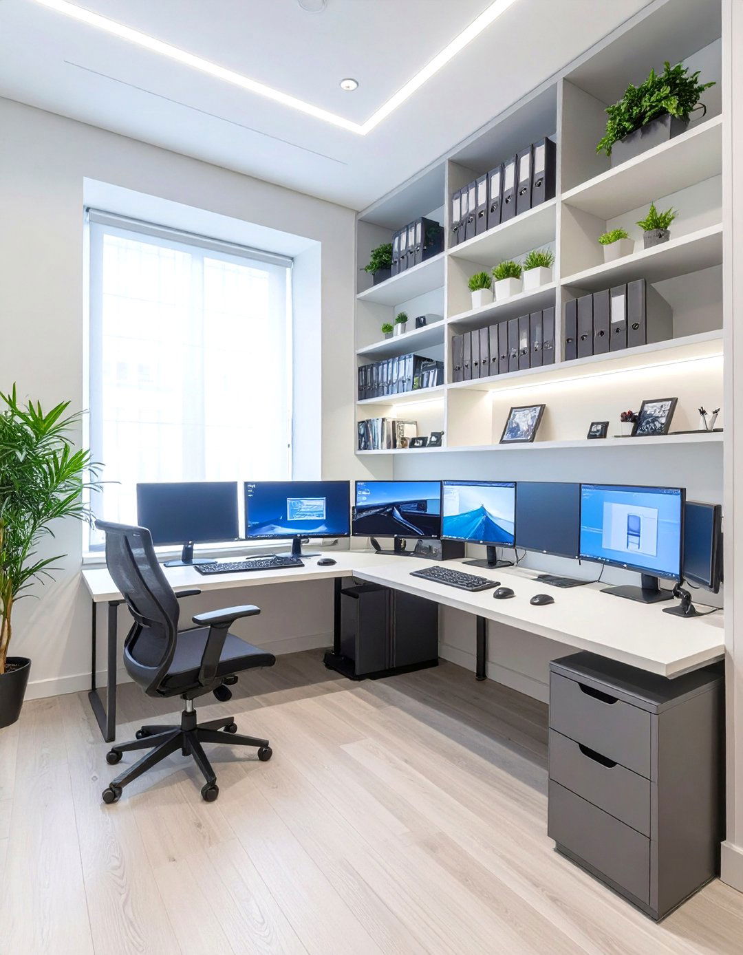 The Corner Desk Command Center - 30 office desk organization ideas