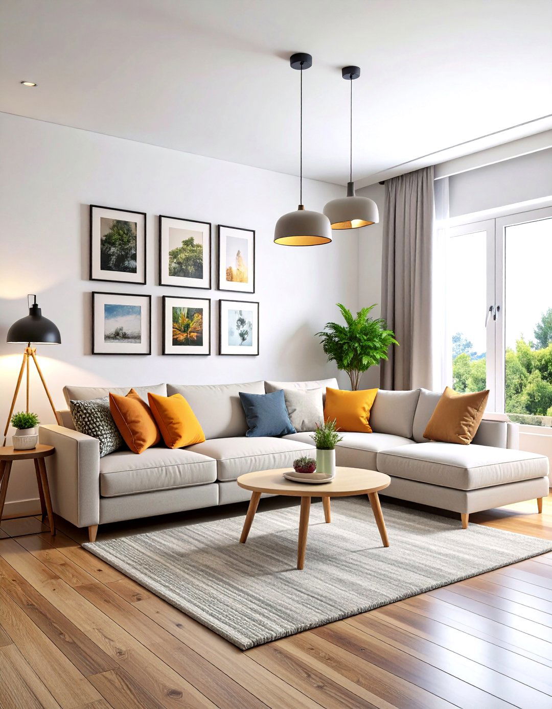 The Corner Gallery Wall - 30 living room photo wall ideas