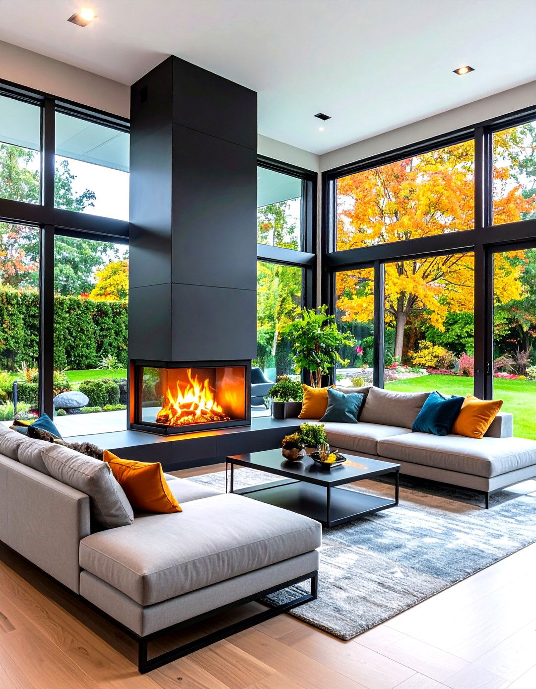 The Corner Modern Fireplace Idea - 30 living room modern fireplace ideas