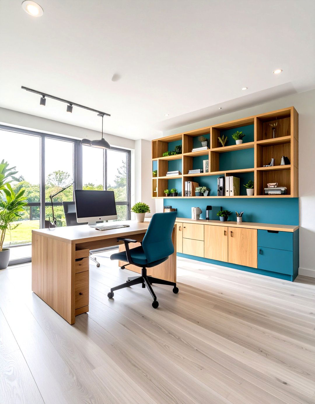 The Corner Nook with Wraparound Shelving - 30 home office storage ideas