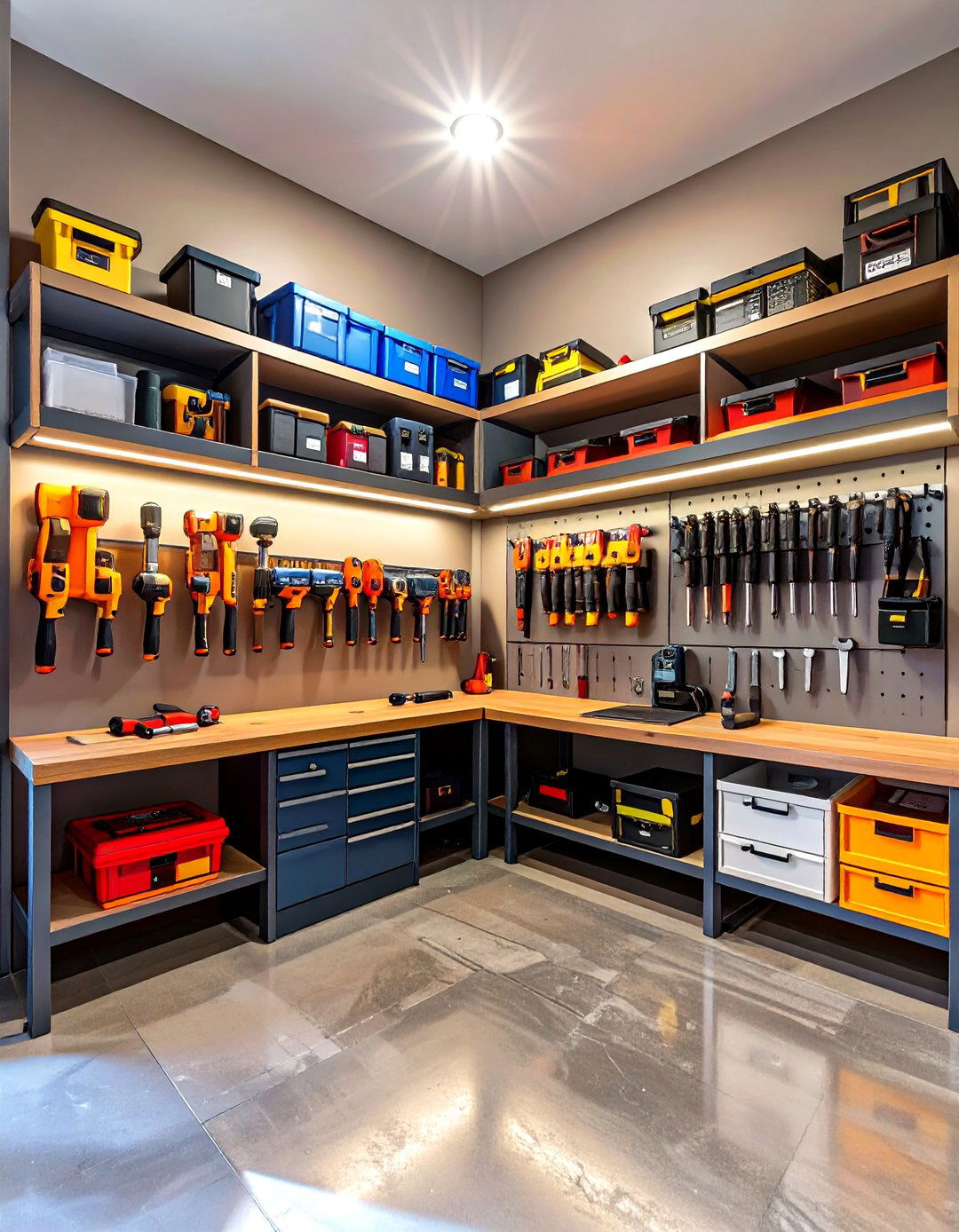 The Corner Shelving Command Center - 30 garage tool organization ideas