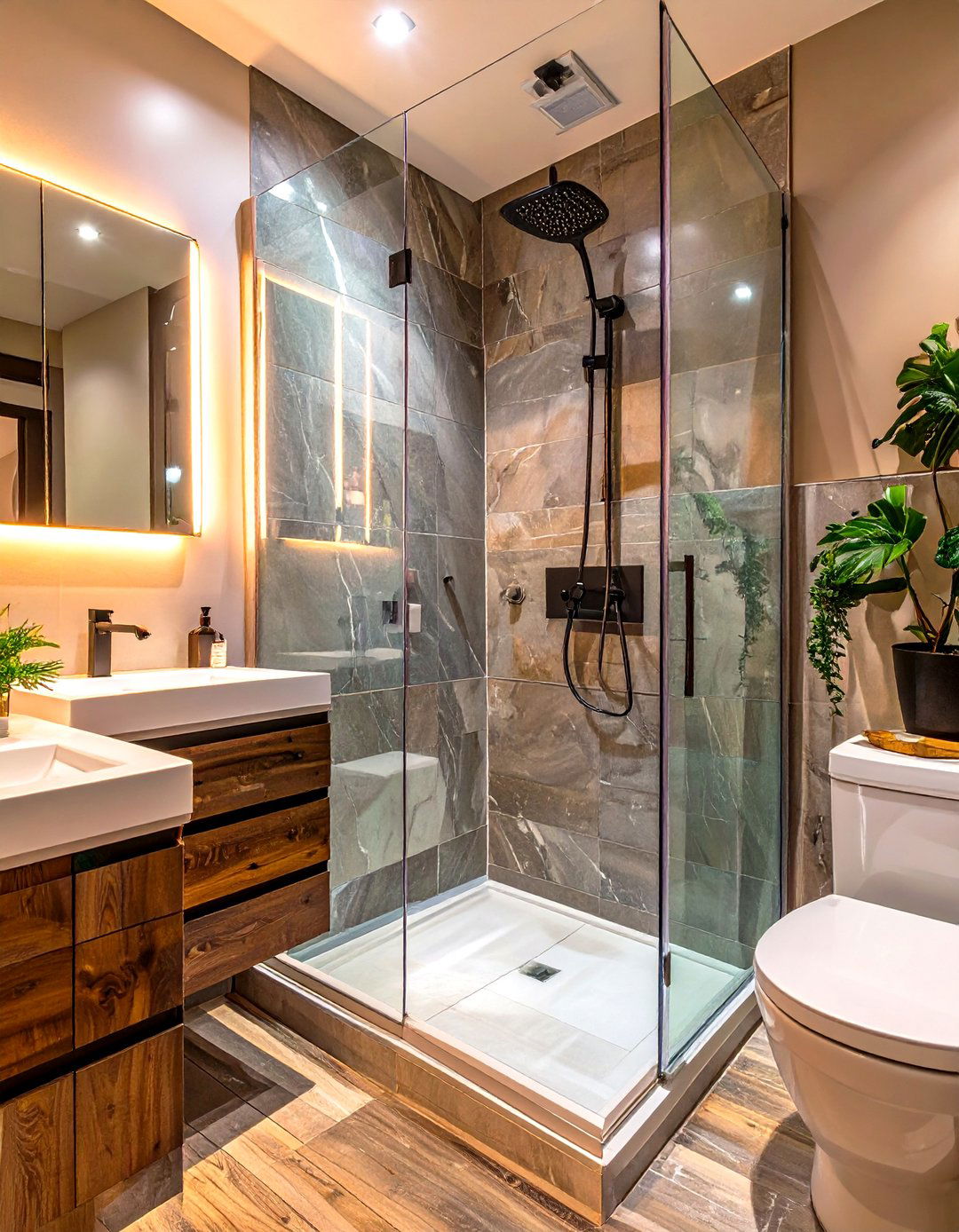 The Corner Walk in Shower with Neo Angle Glass - 30 master bathroom walk in shower ideas