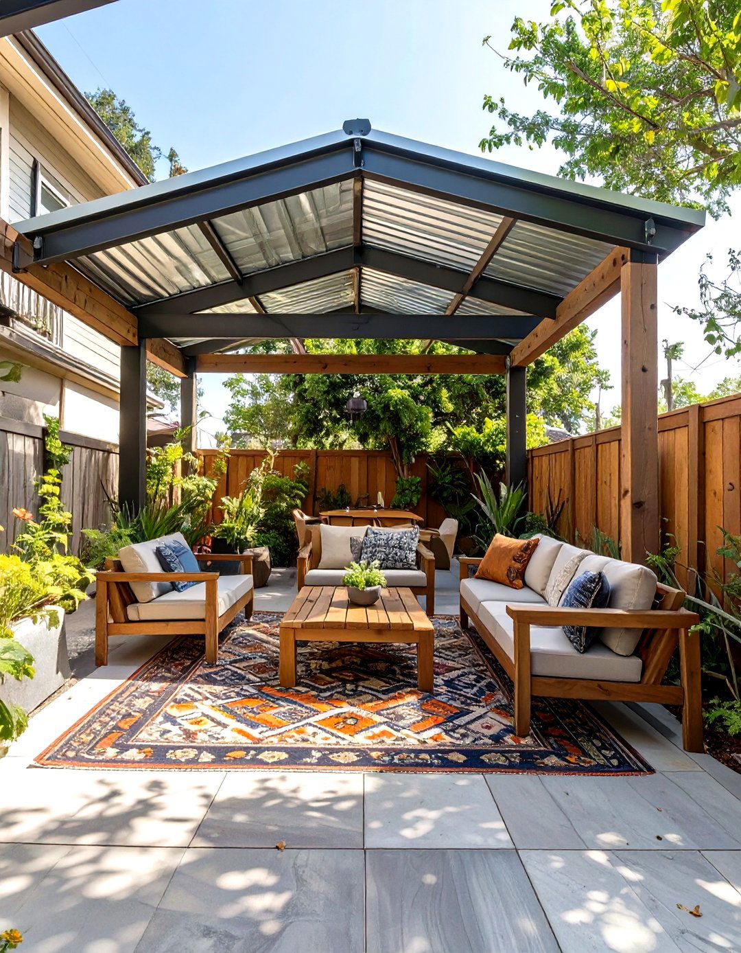 The Corrugated Metal Roof Haven - 30 inexpensive covered patio ideas
