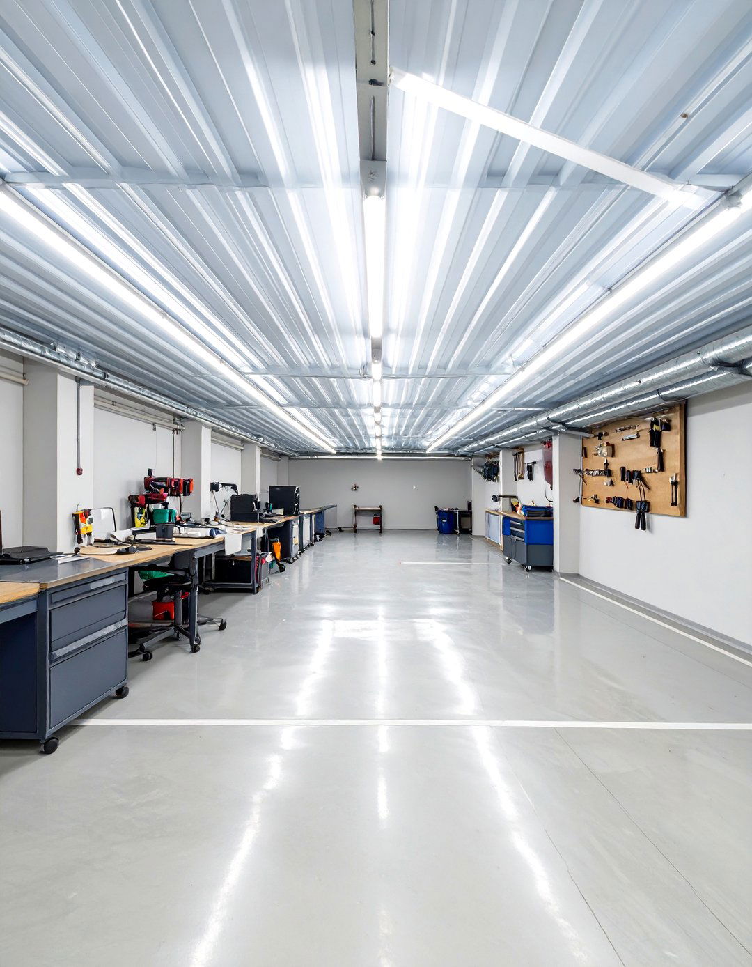 The Corrugated Plastic Panel Ceiling - 30 cheap basement ceiling ideas