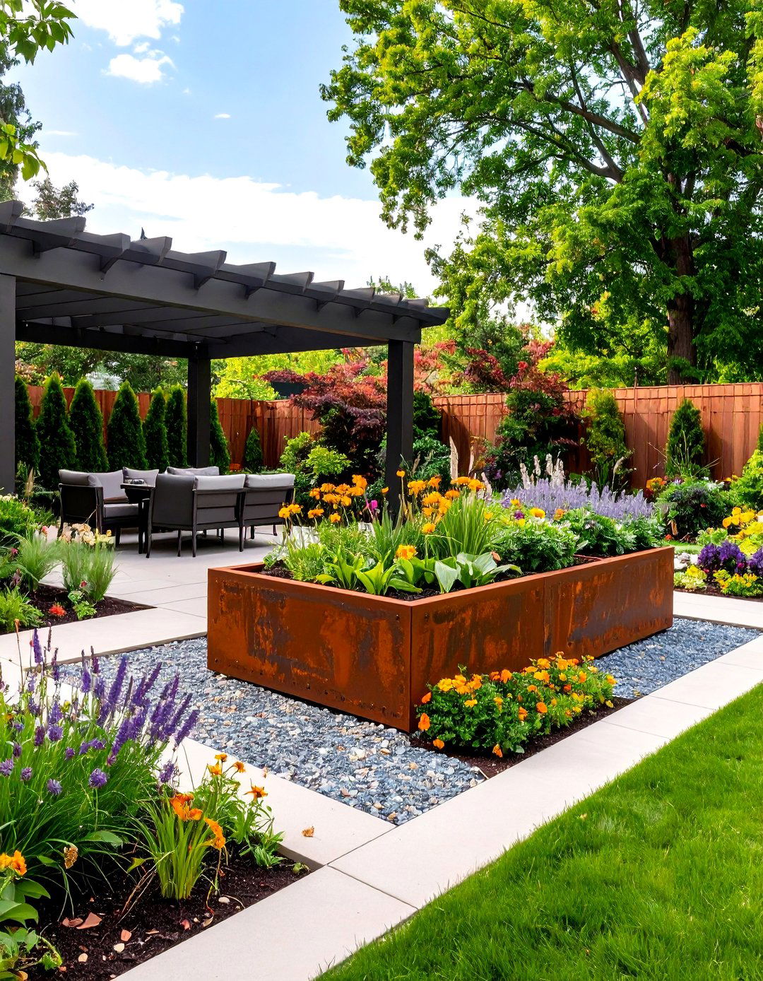 The Corten Steel Edging and Planters - 30 backyard hardscape ideas