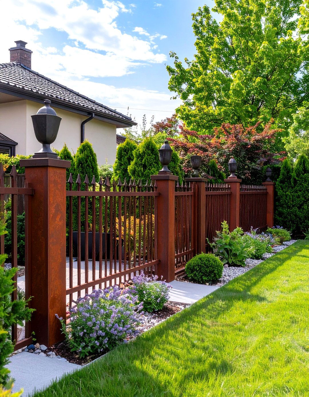 The Corten Steel Panel Fence - 30 backyard fence ideas