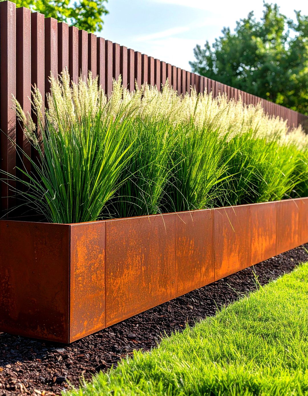The Corten Steel Planter Garden Wall - 30 garden retaining wall ideas