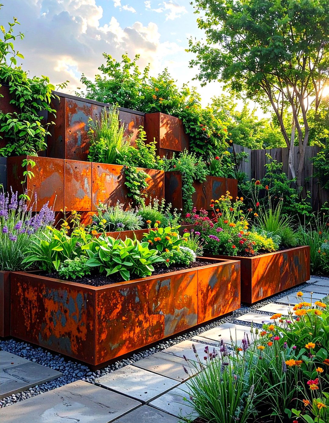 The Corten Steel Sculptural Garden - 30 modern garden ideas