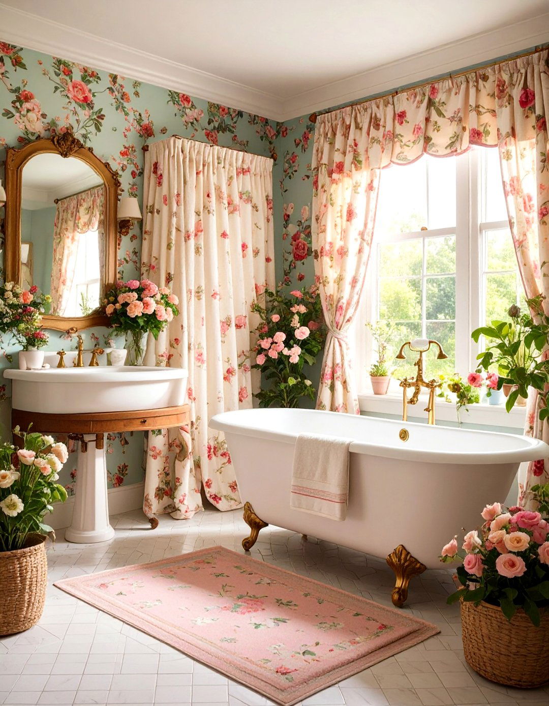 The Country Chintz Bathroom - 30 80s interior design ideas