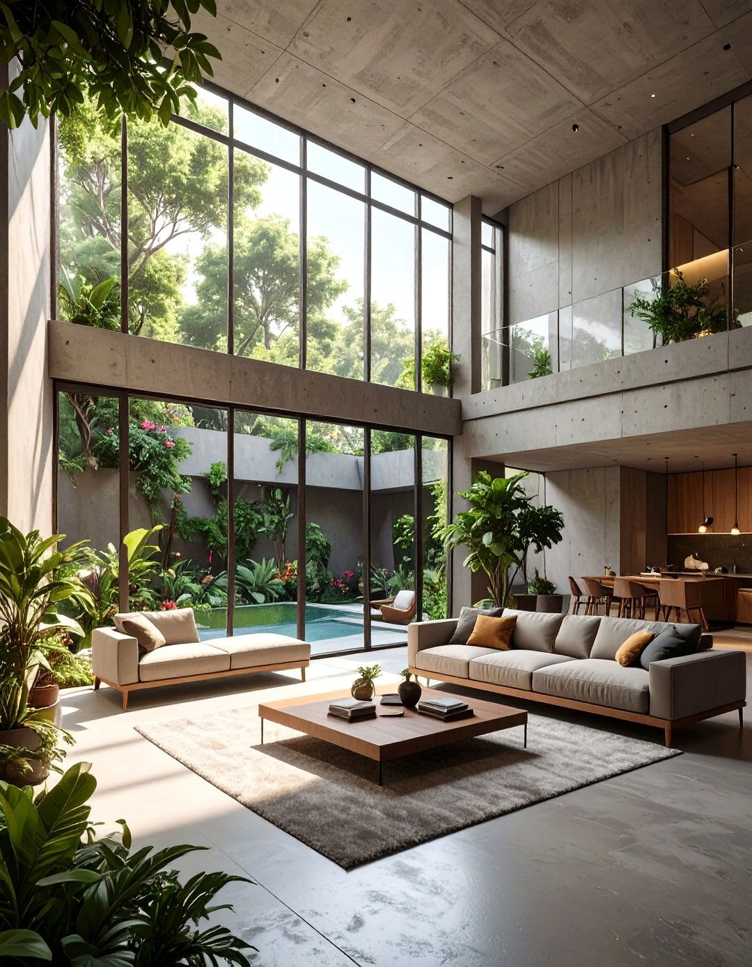 The Courtyard Focused Brutalist Interior - 30 brutalism interior design ideas