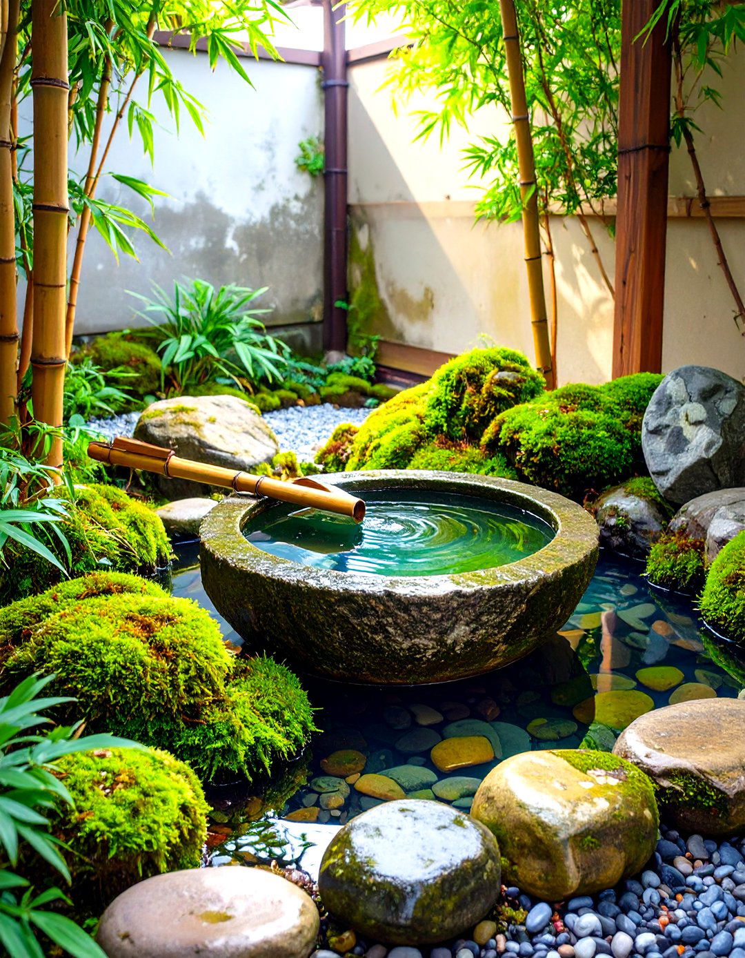 The Courtyard Water Basin Garden - 30 low maintenance japanese garden design ideas