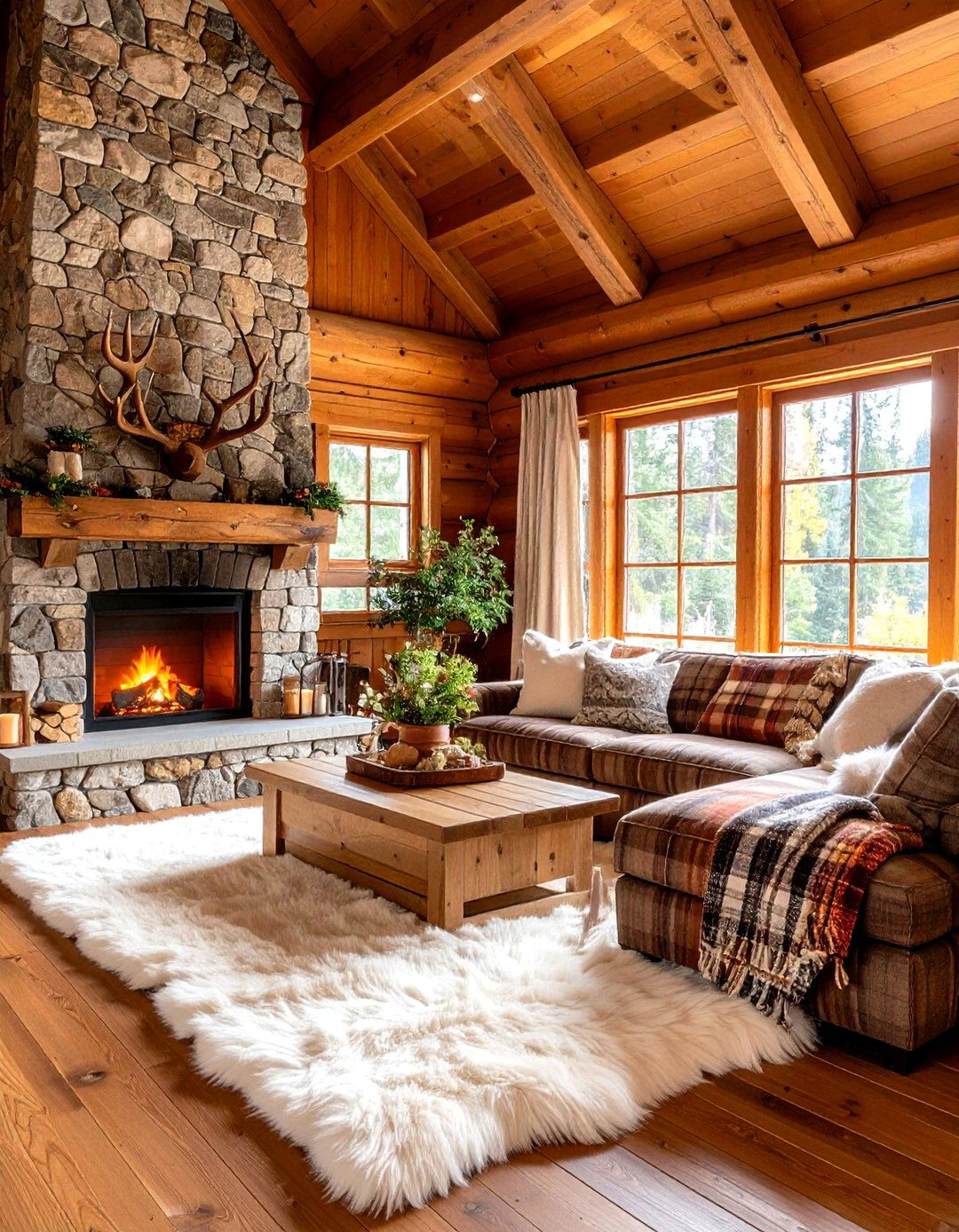 The Cozy Cabin Retreat Living Room - 30 living room fall decor ideas