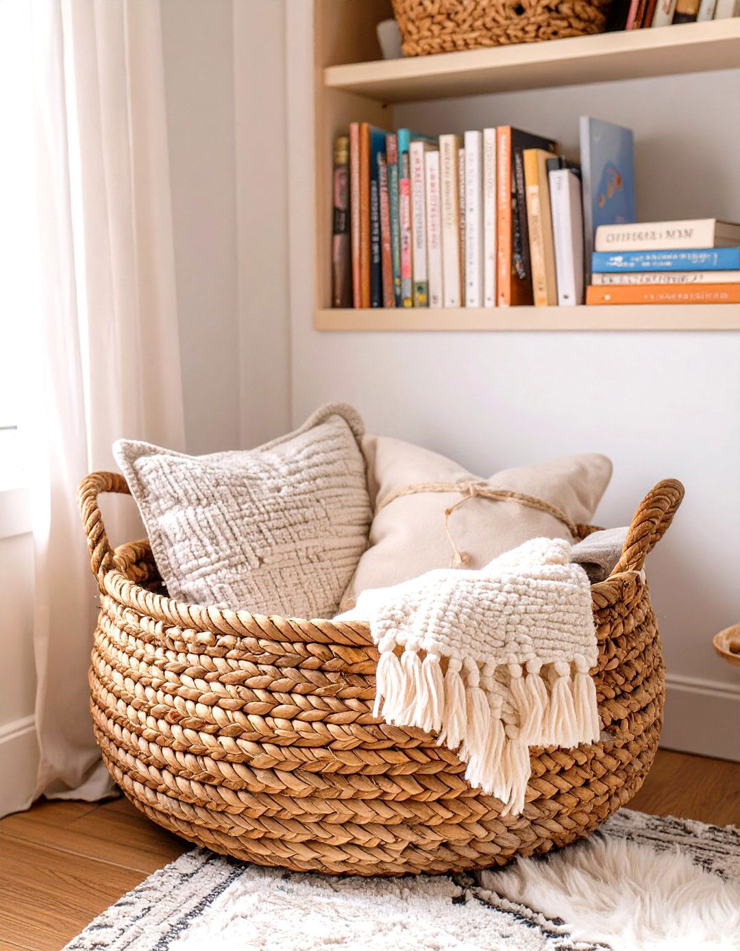 The Cozy Corner Reading Nook - 30 baby shower basket ideas