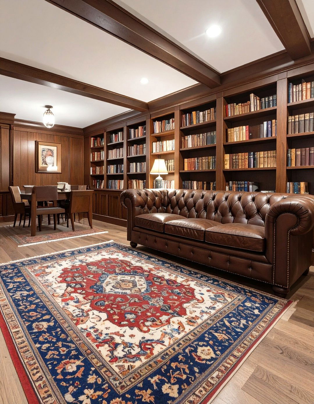 The Cozy English Library Basement - 30 basement family room ideas